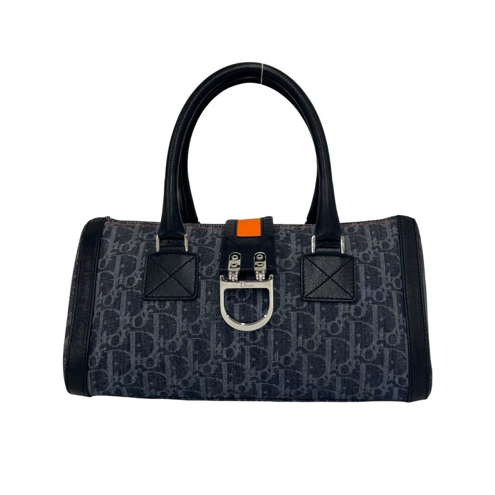 Christian Dior Flight Trotter Pattern Logo Hardware Denim Leather Handbag Min...